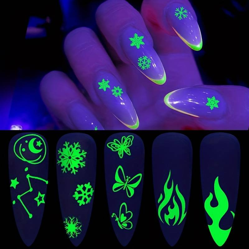 Glow in the dark 3d Nail Decals Diy Nail Art Stickers For - Temu